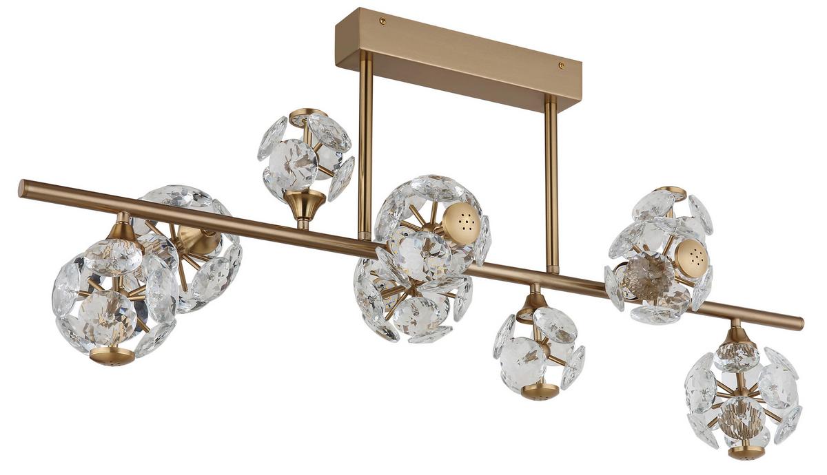 LED-DECKENLEUCHTE 16047-9D VIRINA - Klar/Goldfarben, Konventionell, Glas/Metall (101/34,5/34,5cm) - Globo