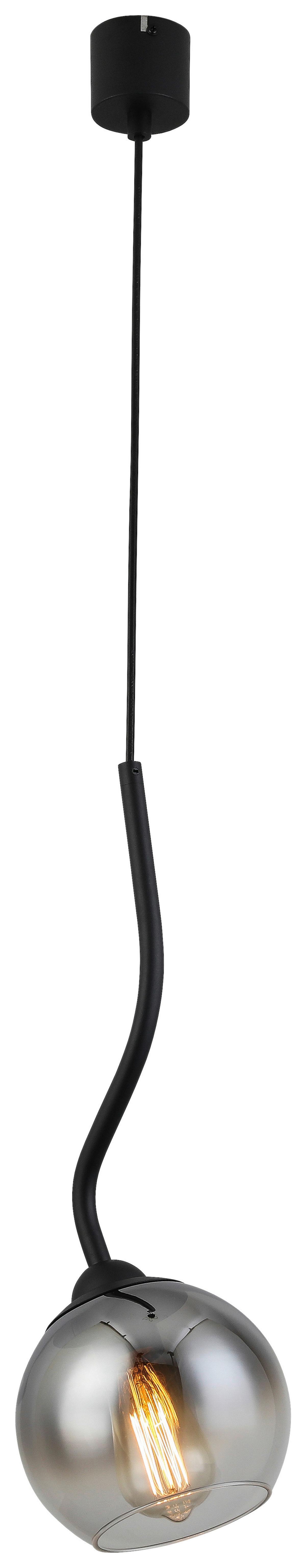 Hängeleuchte Kian max. 25 Watt - Schwarz, Modern, Glas/Kunststoff (18/120cm) - Visiona