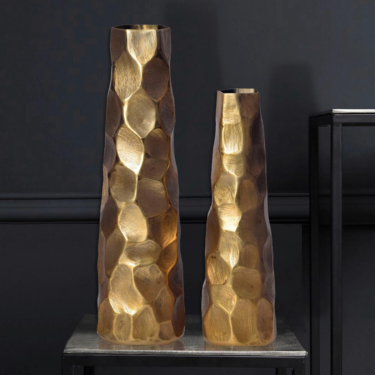 Set Dekorativnih Vaz Goldie, 2 Kos - zlate barve, Design, kovina (15/48,5/15cm) - Livetastic