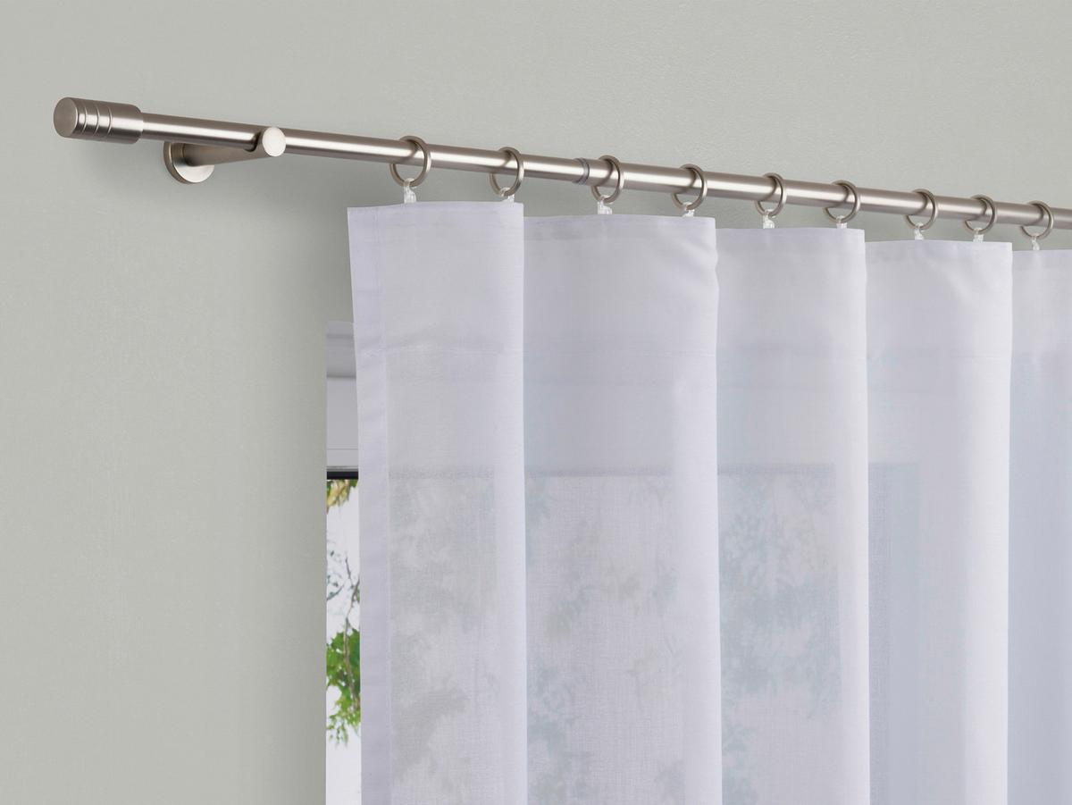 Vorhangstangenset Rillcube, ca. 280-400cm - Edelstahlfarben, Metall (210-400cm) - Premium Living
