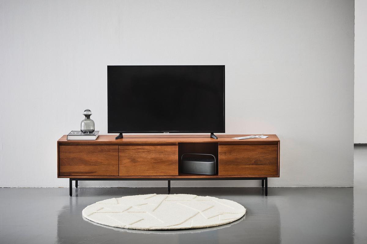 KOMODA NISKA KATJA - czarny/miodowy, Lifestyle, metal/drewno (180/45/40cm) - Livetastic