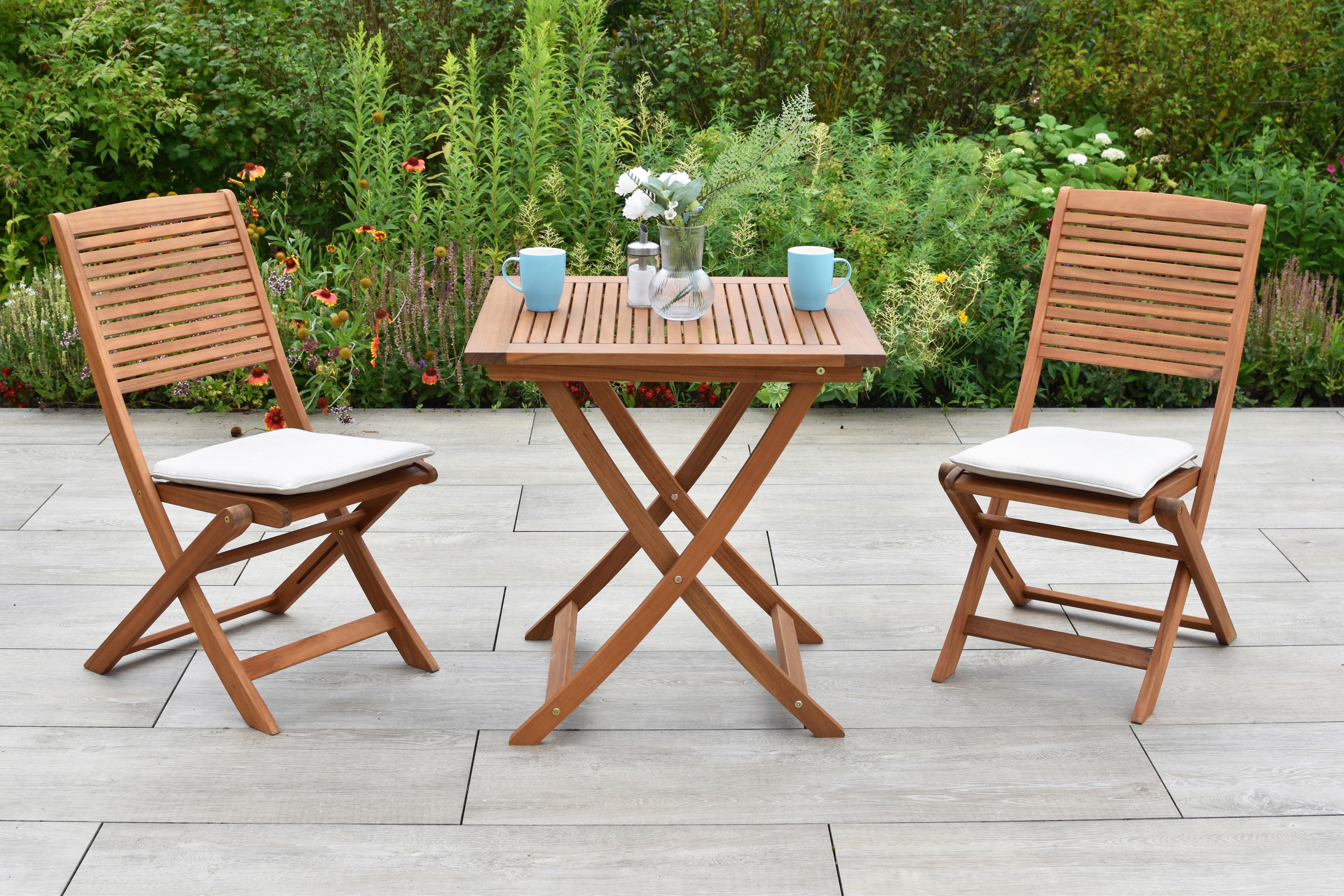 Balkonset Bali Holz 5-tlg. - Beige/Akaziefarben, KONVENTIONELL, Holz/Textil - Gardenson