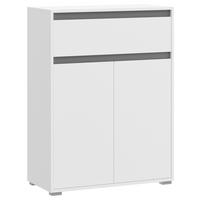 Schuhschrank Torino ca. 76x102x35cm Weiß/Grau - Silberfarben/Grau, KONVENTIONELL, Holzwerkstoff/Kunststoff (76/102/35cm) - MID.YOU