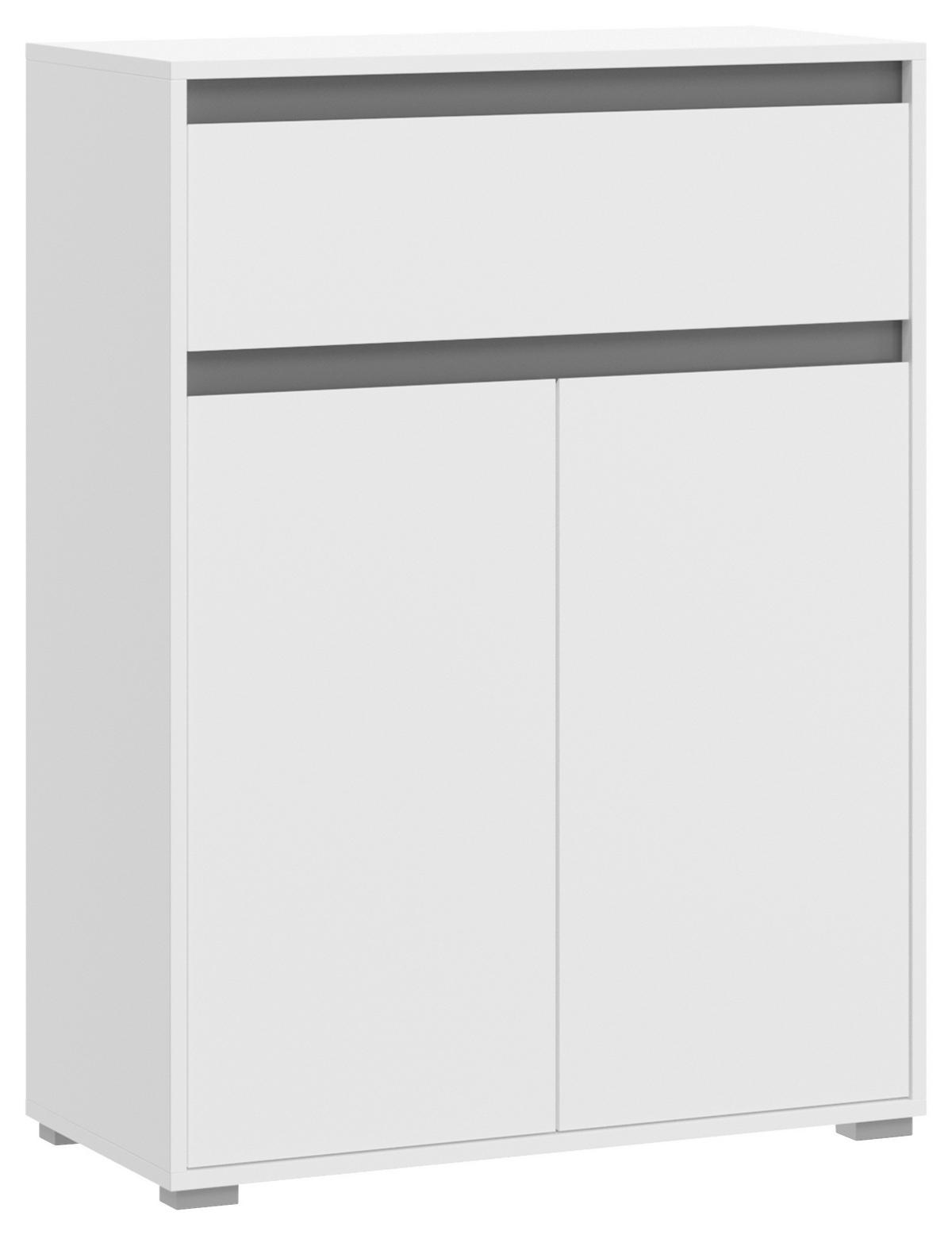 Schuhschrank Torino ca. 76x102x35cm Weiß/Grau - Silberfarben/Grau, KONVENTIONELL, Holzwerkstoff/Kunststoff (76/102/35cm) - MID.YOU