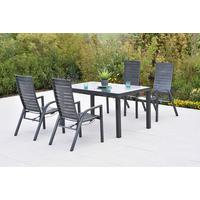 Gartentischgruppe Siros 5-tlg. Graphitfarben - Graphitfarben, KONVENTIONELL, Metall - Gardenson
