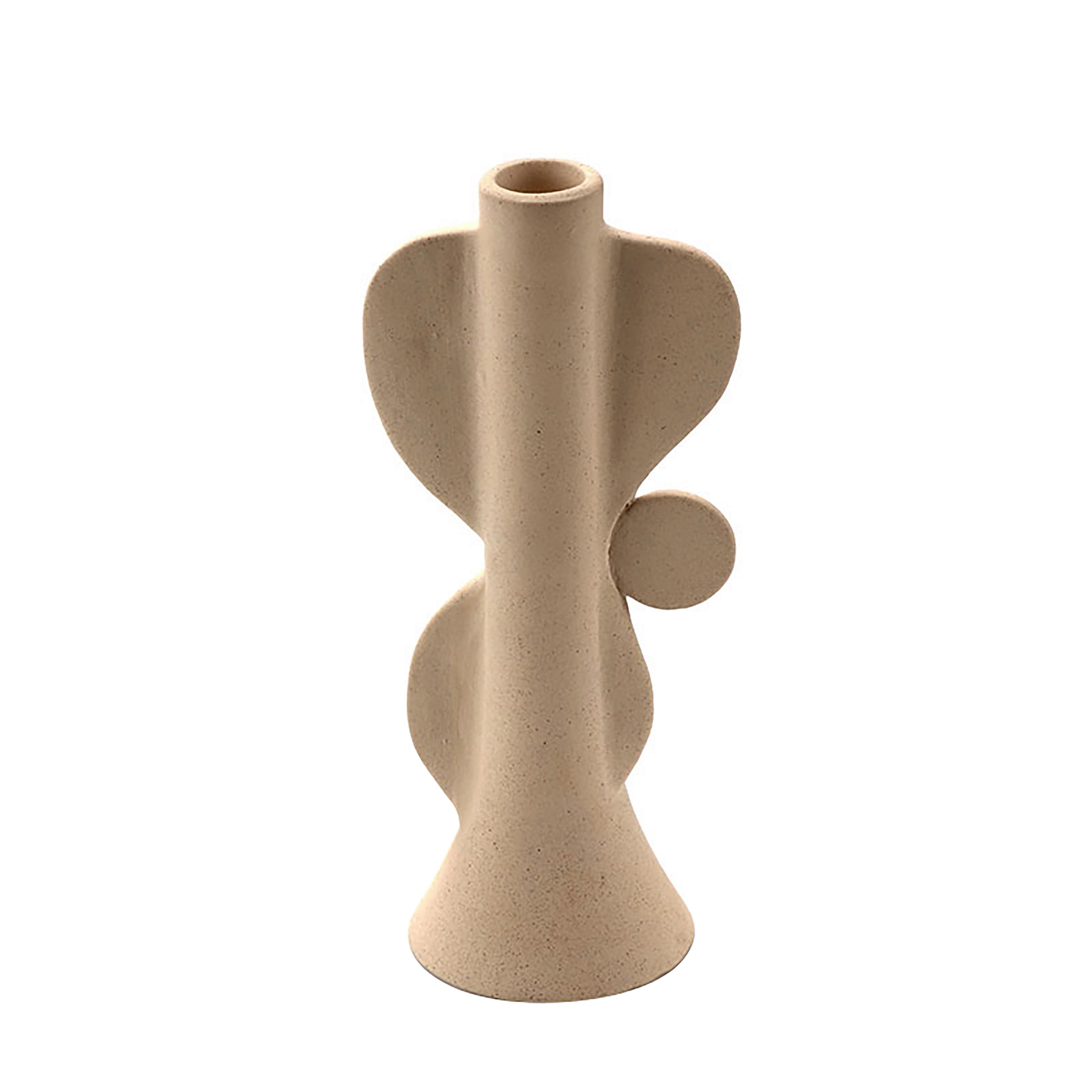 Kerzenhalter Line in Sandfarben - Sandfarben, Keramik (9,8/8/22,9cm) - Modern Living