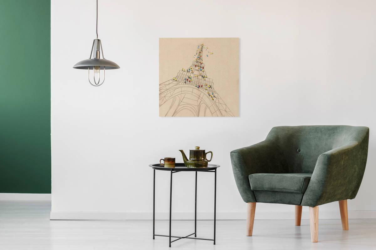 ÖLGEMÄLDE ÖL-WANDBILD TRIP TO PARIS - Multicolor, Trend, Holz/Kunststoff (80/80cm) - Kayoom