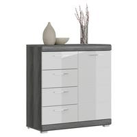 Kommode Scout ca. 80x85 cm Weiß/Grau - Chromfarben/Weiß Hochglanz, Design, Holzwerkstoff/Kunststoff (80/85/37cm) - MID.YOU