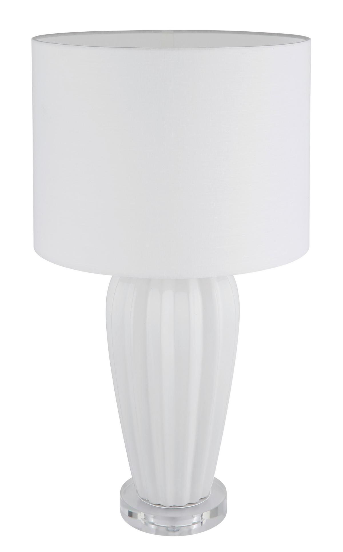 Tischleuchte Irina Weiß max. 40 Watt - Chromfarben/Weiß, KONVENTIONELL, Keramik/Textil (35/59cm) - Globo