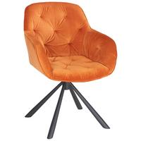 Armlehnstuhl Eileen in Orange Samt - Schwarz/Orange, LIFESTYLE, Textil/Metall (63/86/66cm) - Modern Living
