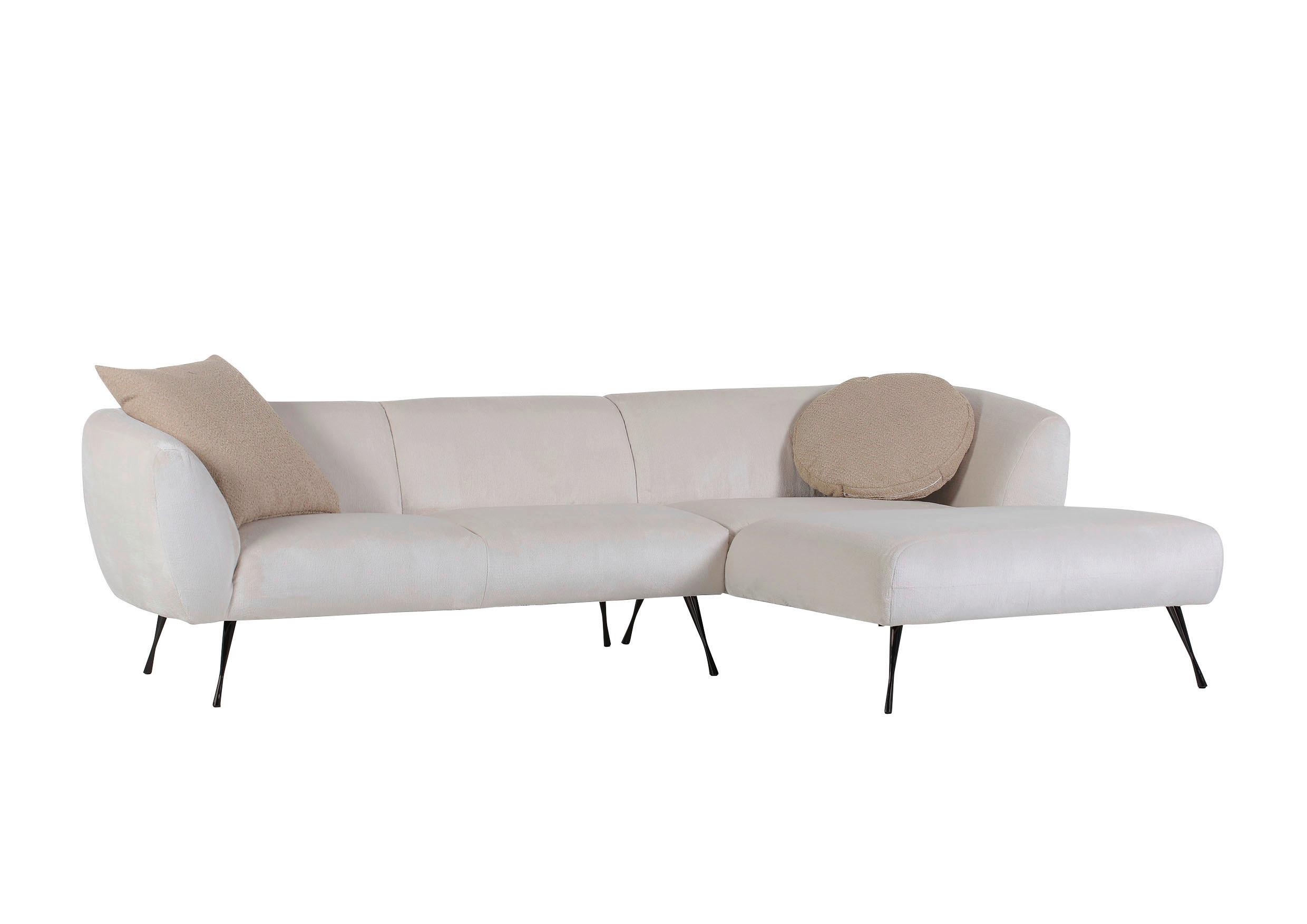Ecksofa in Beige - Beige/Schwarz, Lifestyle, Textil/Metall (273/165cm) - Modern Living