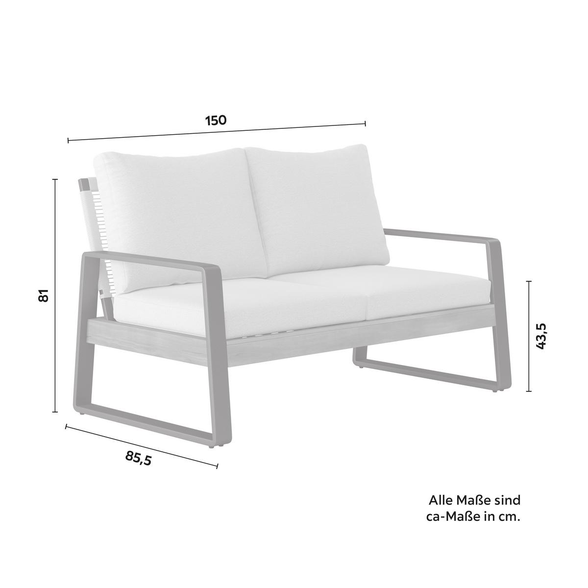 Loungegarnitur Alexa Creme Outdoorstoff/Metall +Abdeckung - Anthrazit/Creme, MODERN, Holz/Textil (150/81/85,5cm) - Bessagi Garden