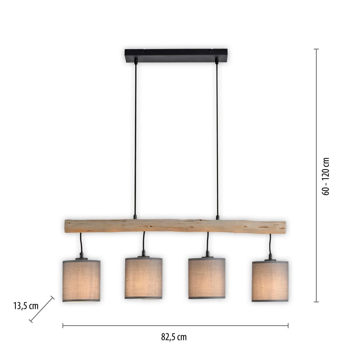 LAMPA ZWIESZANA 15783-29 TRIBU - czarny/taupe, Natur, tworzywo sztuczne/metal (82,5/13,5/60-120cm) - Just Light