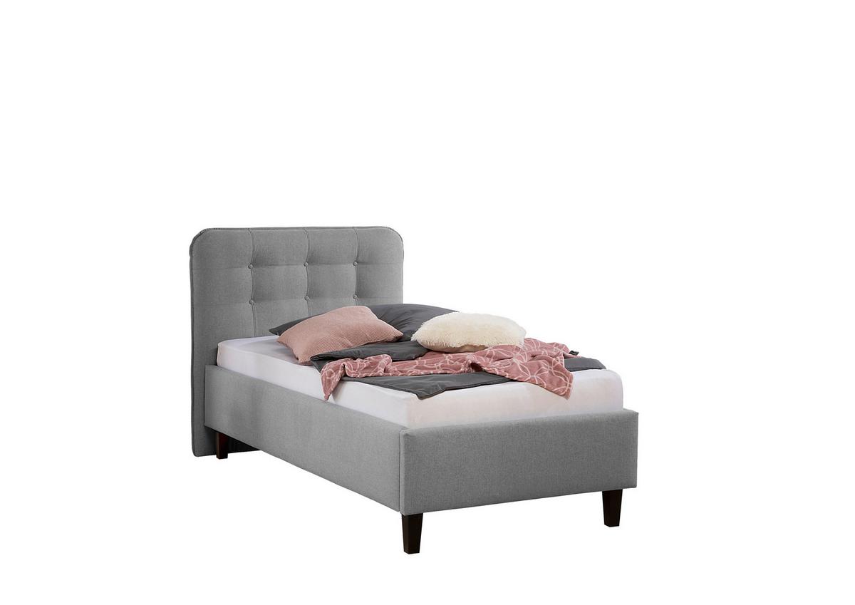 Polsterbett Alian Grau ca. 100x200 cm - Schwarz/Grau, MODERN, Holz/Textil (100/200cm) - Livetastic