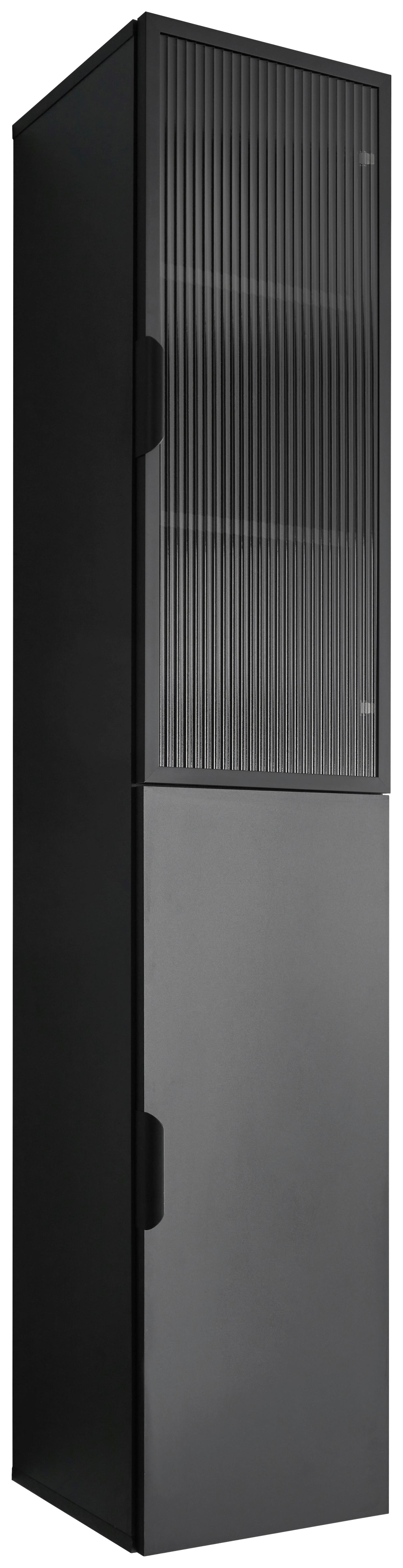 Magasszekrény Diosa - fekete, Konventionell, faalapú anyag/üveg (33/170/35cm) - home24