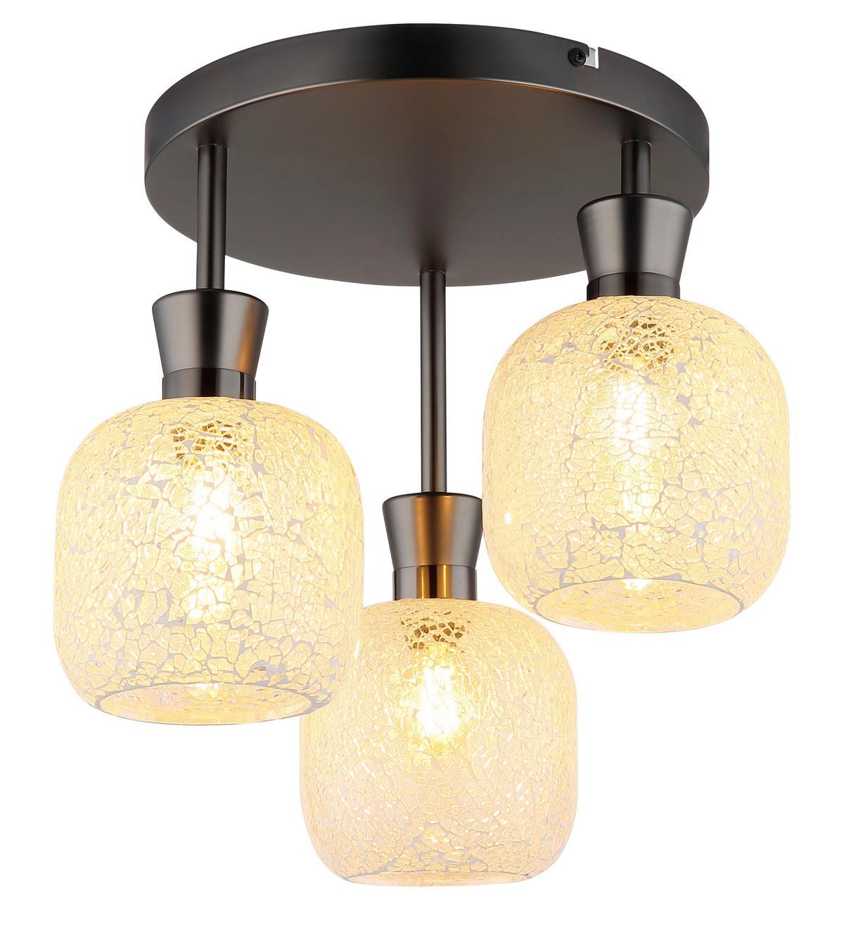 Stropna Svjetiljka Brokana - crni krom/prozirno, Design, staklo/metal (33/30,5cm) - Globo