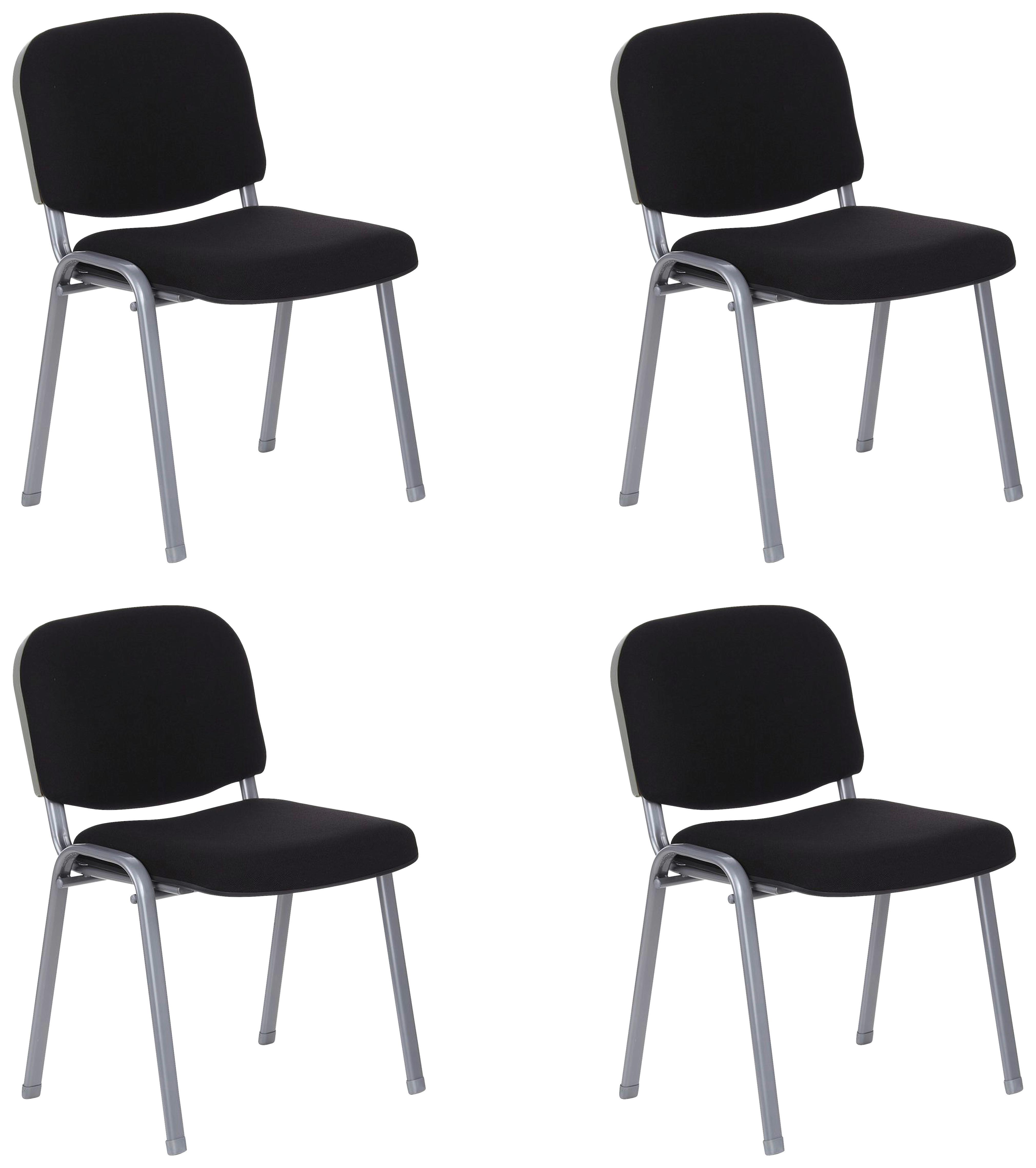 Set Konferenčnih Stolov Xt 600, Črna, Srebrna,  4-Delni - srebrne barve/črna, Basics, kovina/tekstil (58/84/48cm) - MID.YOU