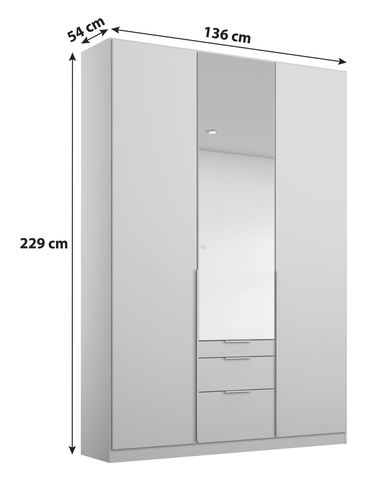 Dulap cu uși rotative ALABAMA - argintiu/gri deschis, Modern, material pe bază de lemn (136/229/54cm)