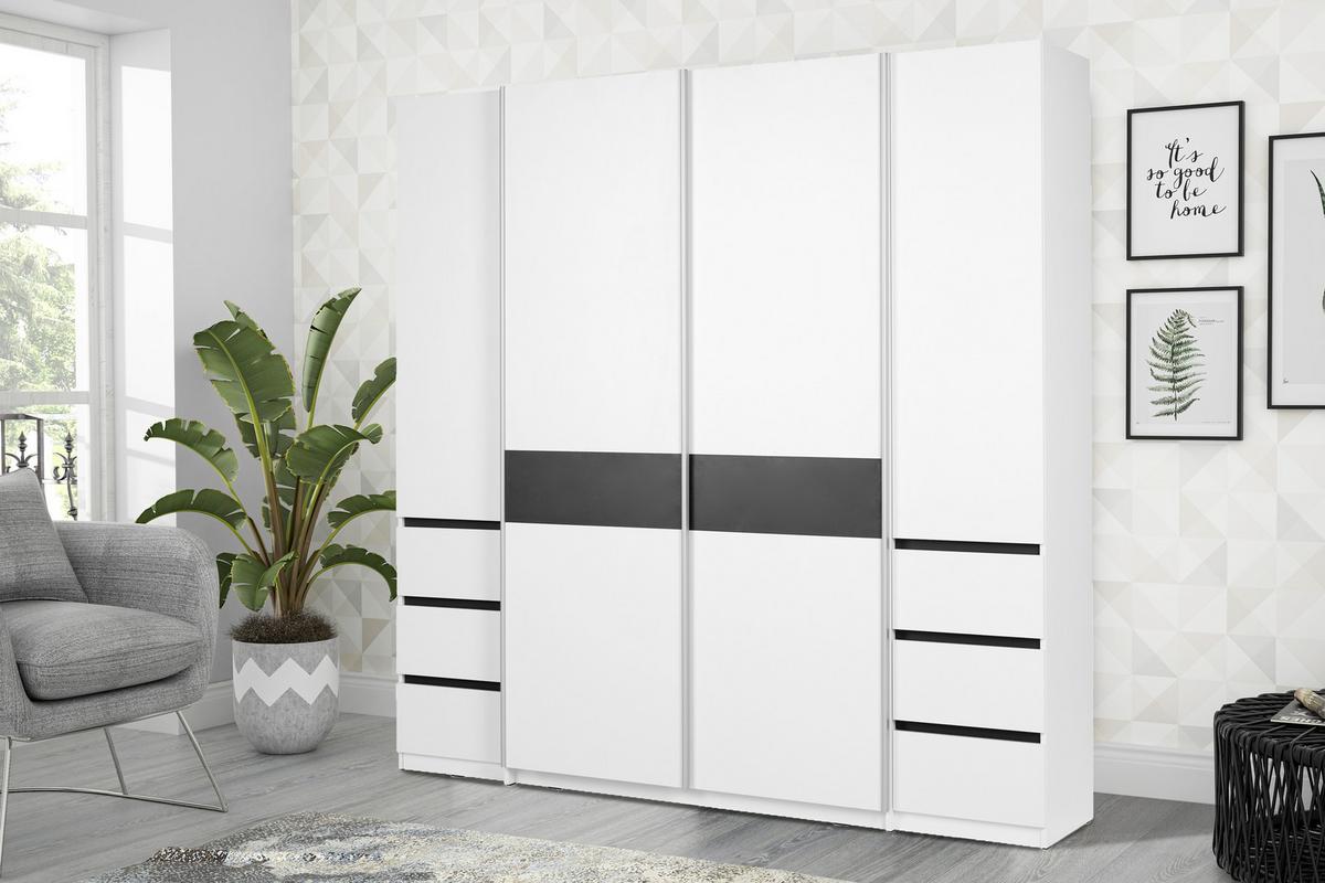 Kleiderschrank mit Wechselbauchbinde - Weiss/Anthrazit, Konventionell, Holzwerkstoff/Metall (215/215/62cm) - Mömax