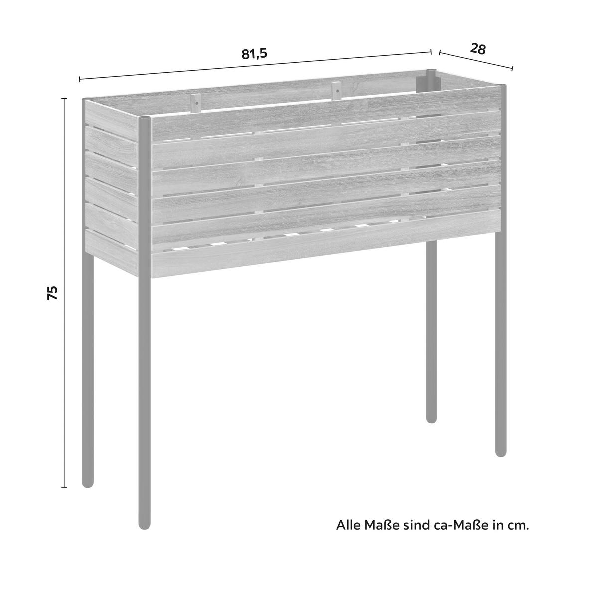 Hochbeet Marlo Echtholz massiv - Akaziefarben, MODERN, Holz/Kunststoff (81,5/75/28cm) - Bessagi Garden