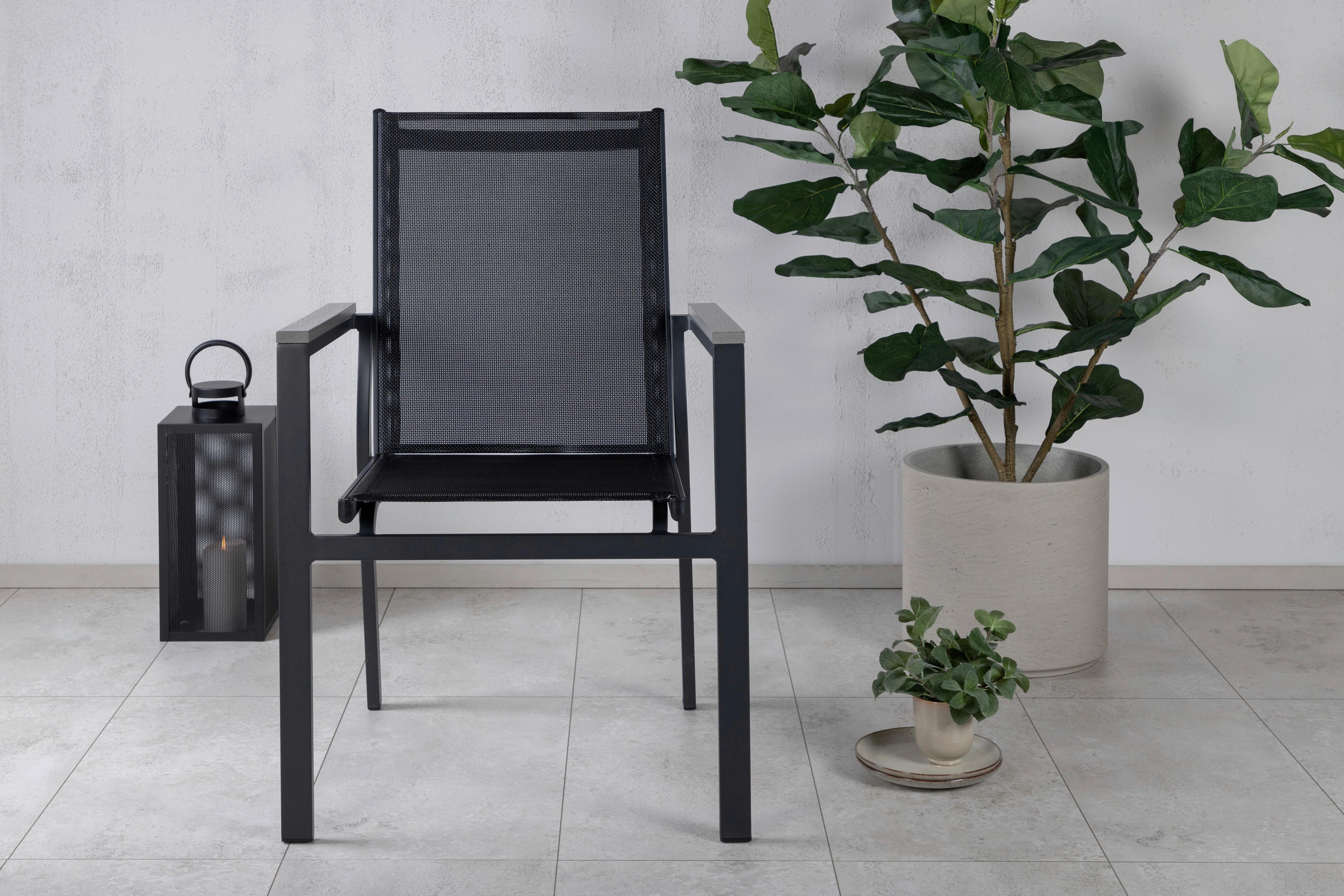 GARTENSTUHL-SET PARMA - Schwarz, KONVENTIONELL, Textil/Metall (57/90/59cm) - Gardenson
