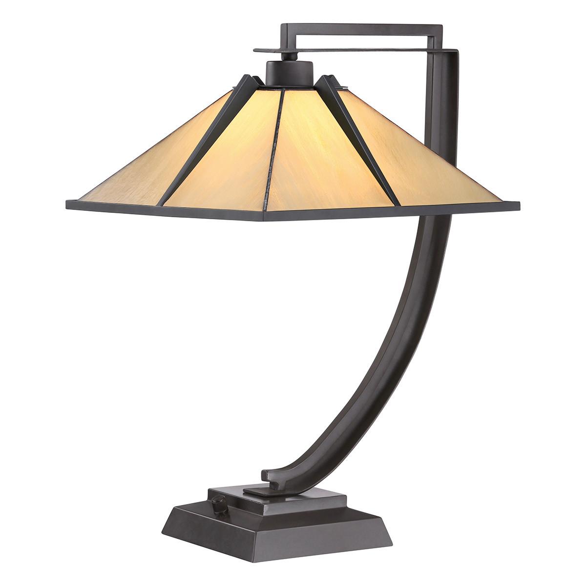 Asztali Lámpa Qz-Pomeroy-Tl - sötétbarna/borostyánszínű, Konventionell, üveg/fém (54.8cm) - Elstead Lighting