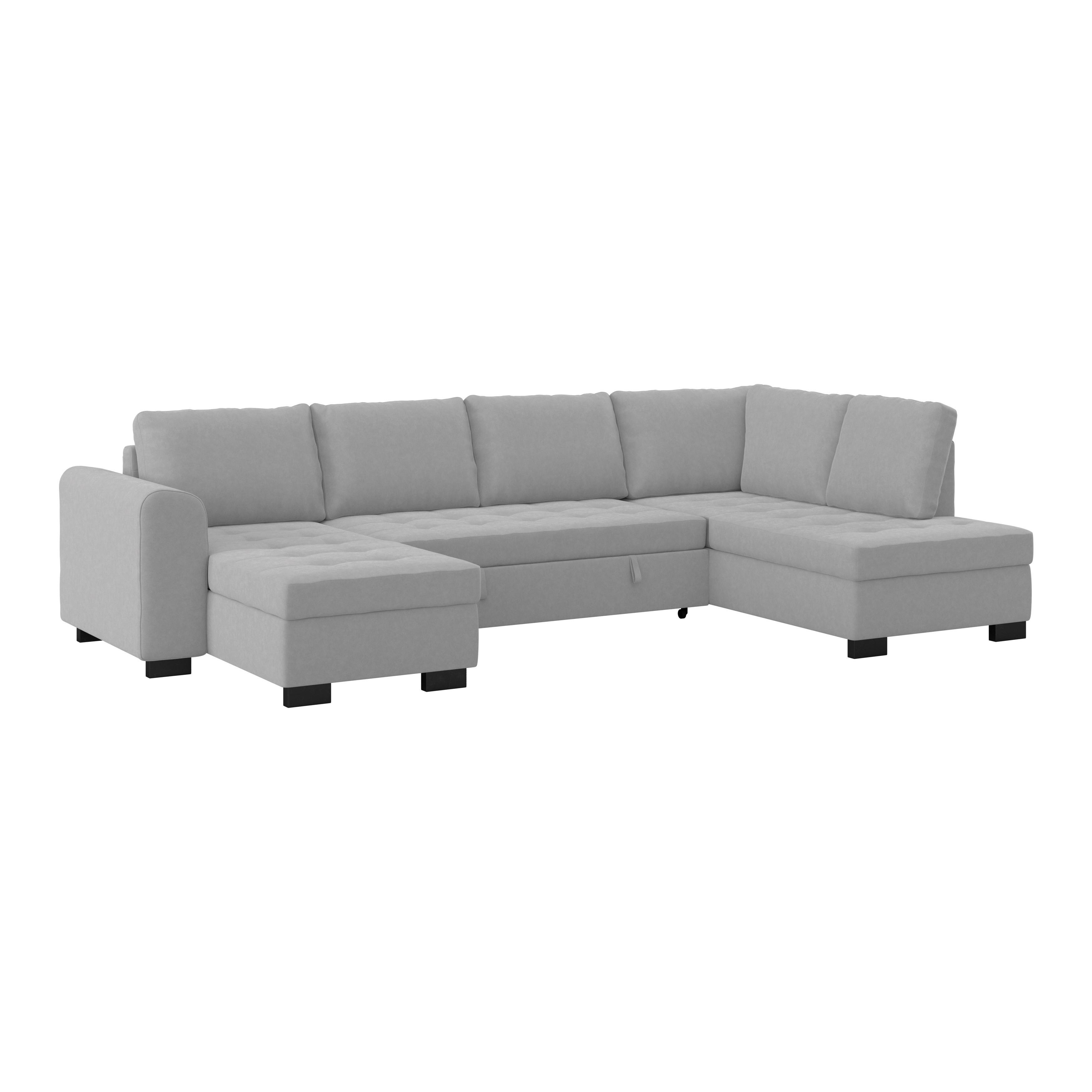 Kutna Garnitura Malate - siva/svijetlo siva, Moderno, tekstil/plastika (155/305/178cm) - Luca Bessoni