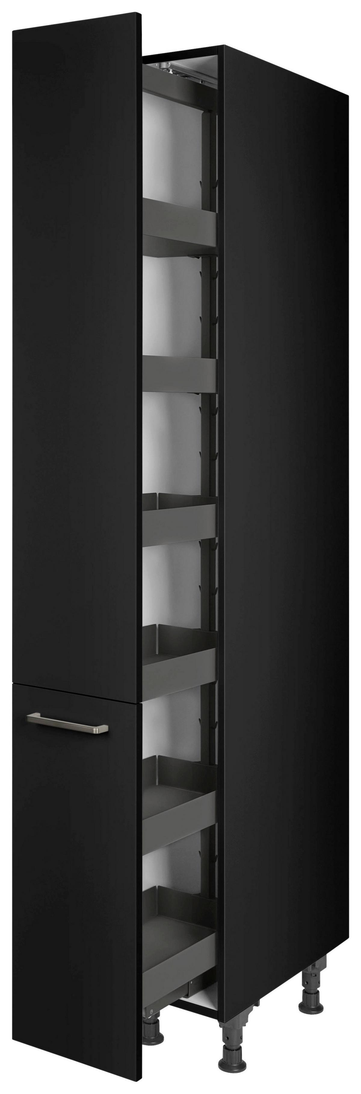 Apothekerschrank Touch Schwarz - Edelstahlfarben/Schwarz, MODERN, Holzwerkstoff/Metall (30/216,6/58cm) - Nobilia