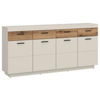 Comodă cu uși LIGHTNING - cașmir/culoare lemn stejar, Modern, material pe bază de lemn (180/88,4/41,6cm) - Modern Living