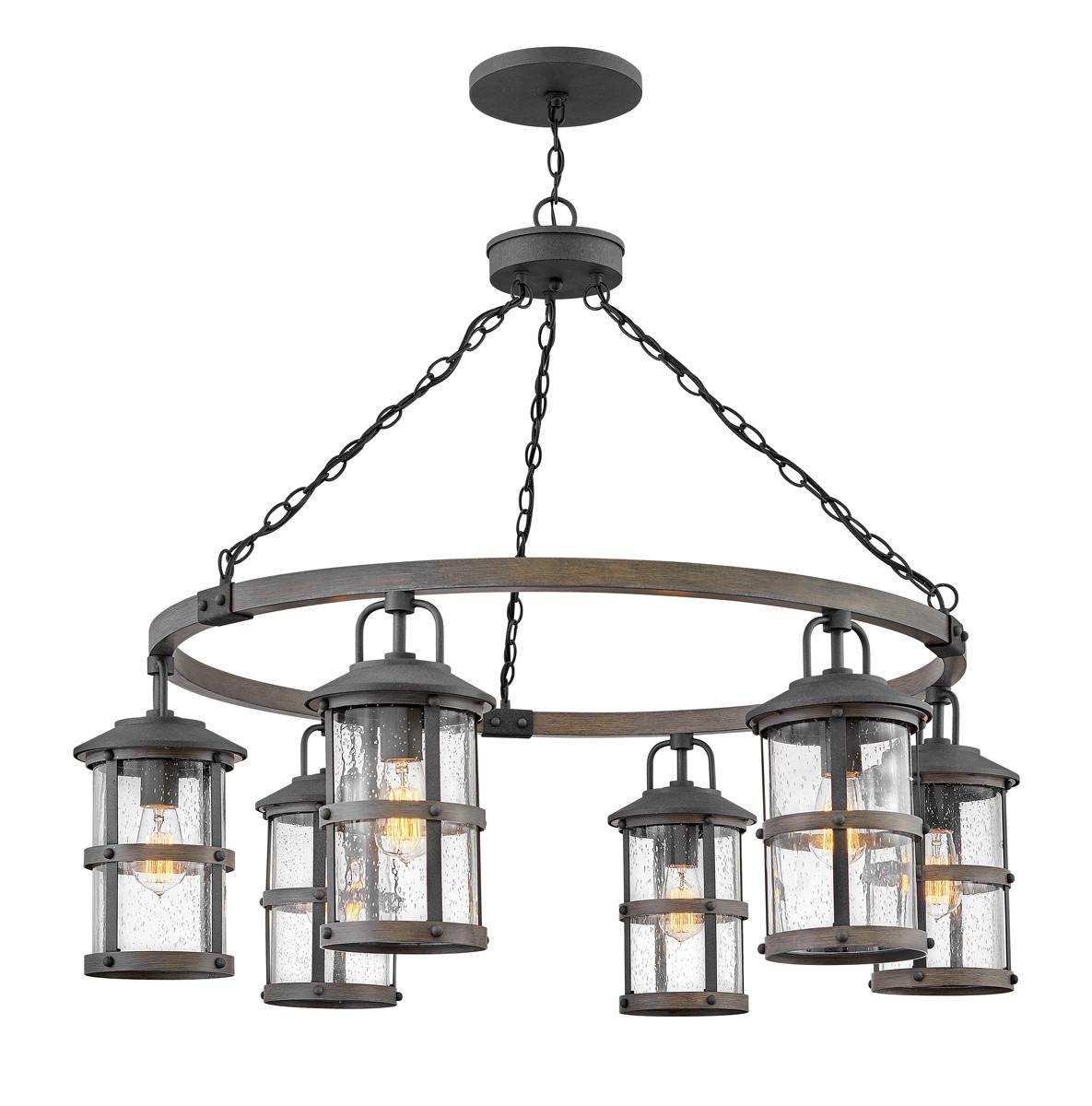 Luster Qn-Lakehouse6-P-Dz - siva/boje cinka, Konvencionalno, staklo/metal (94.9/92.7cm) - Elstead Lighting