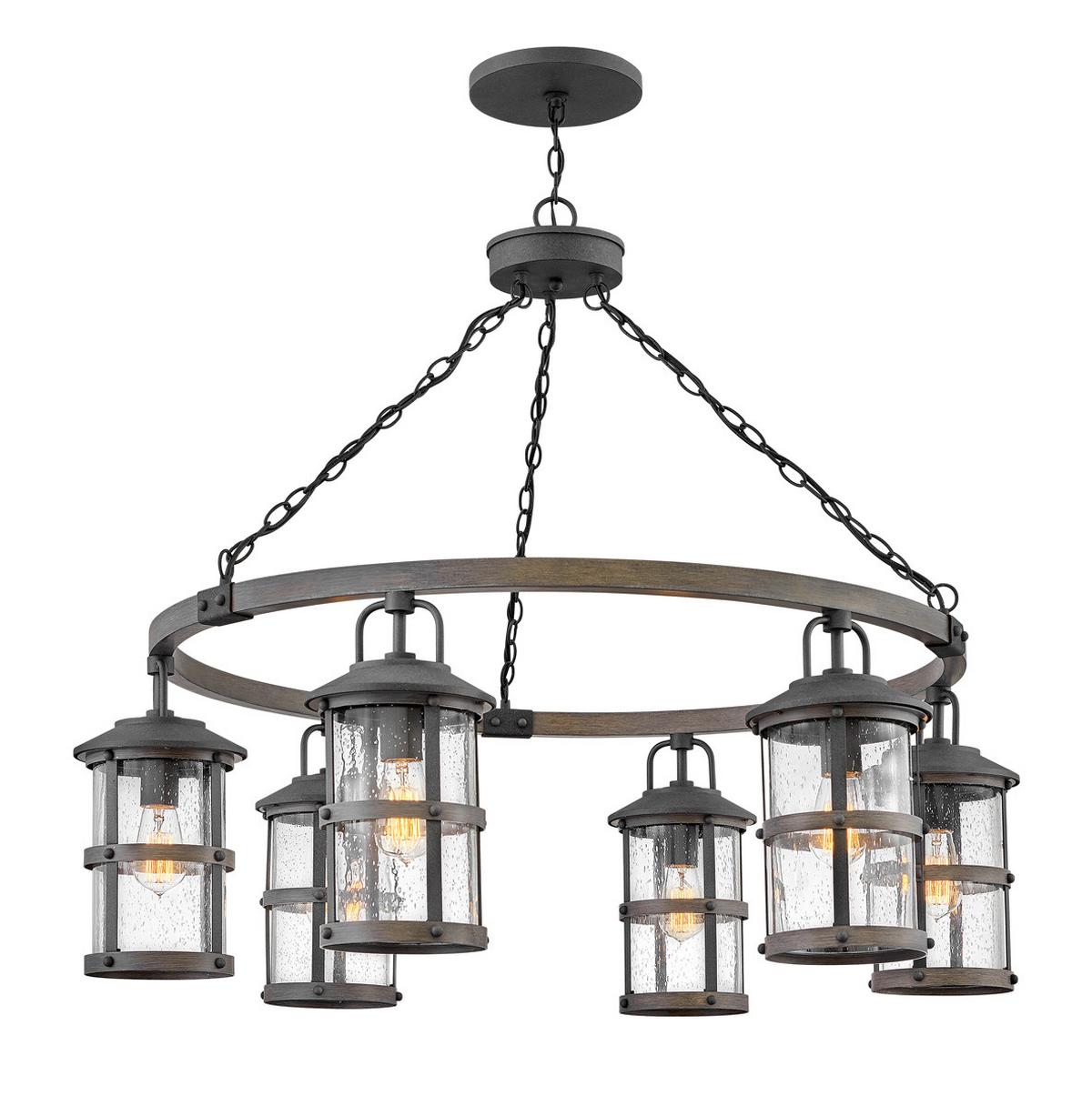 Luster Qn-Lakehouse6-P-Dz - siva/boje cinka, Konvencionalno, staklo/metal (94.9/92.7cm) - Elstead Lighting