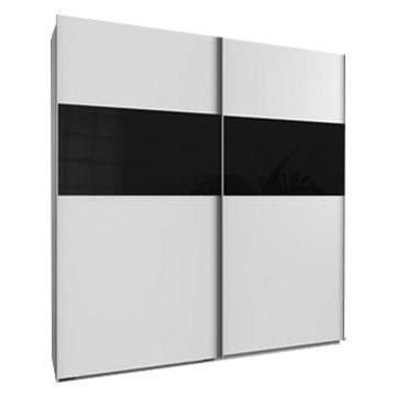 Schwebetürenschrank in Schwarz/Weiß - Schwarz/Alufarben, KONVENTIONELL, Holzwerkstoff/Metall (135/200/64cm) - Mömax