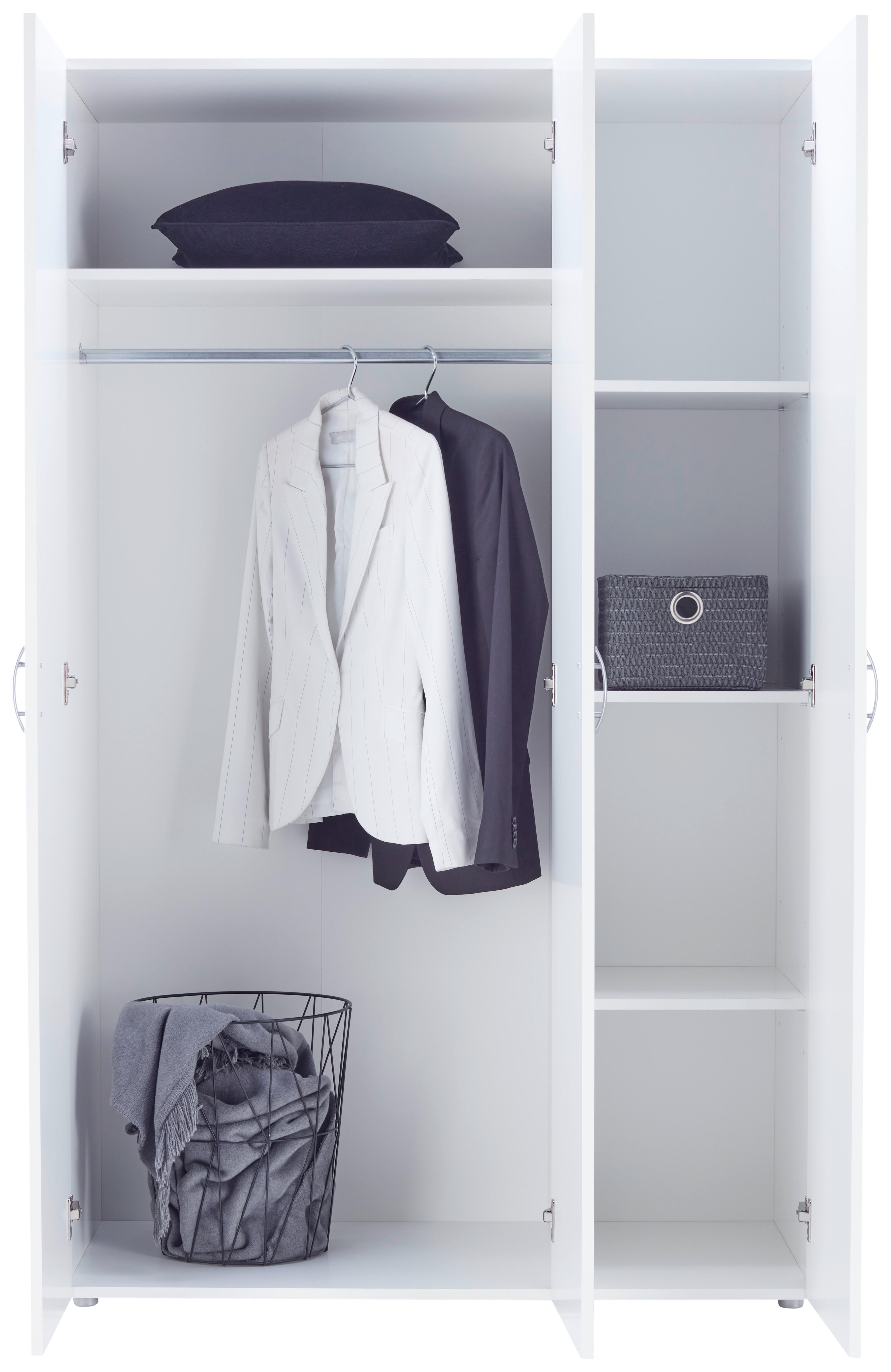 Omara Za Oblačila Basic, Bela, Š. 111 Cm - siva/bela, Konvencionalno, umetna masa/leseni material (110,7/179/51,9cm) - Mömax