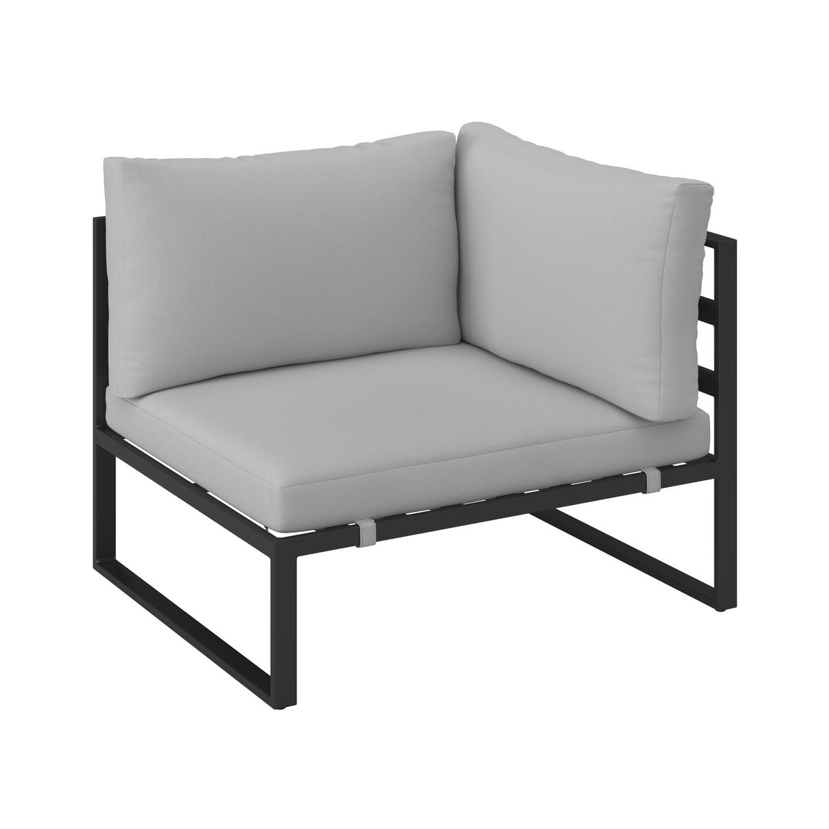 Loungegarnitur Valentina Hellgrau Metall/Textil/Glas - Hellgrau/Schwarz, Modern, Glas/Textil (90/65/74cm) - Bessagi Garden