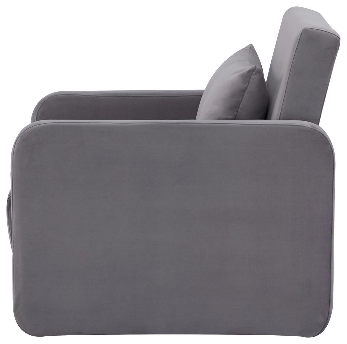 Naslanjač York, Siva, Žamet, Ležišče - siva/črna, Design, umetna masa/tekstil (93/83/85cm) - Modern Living