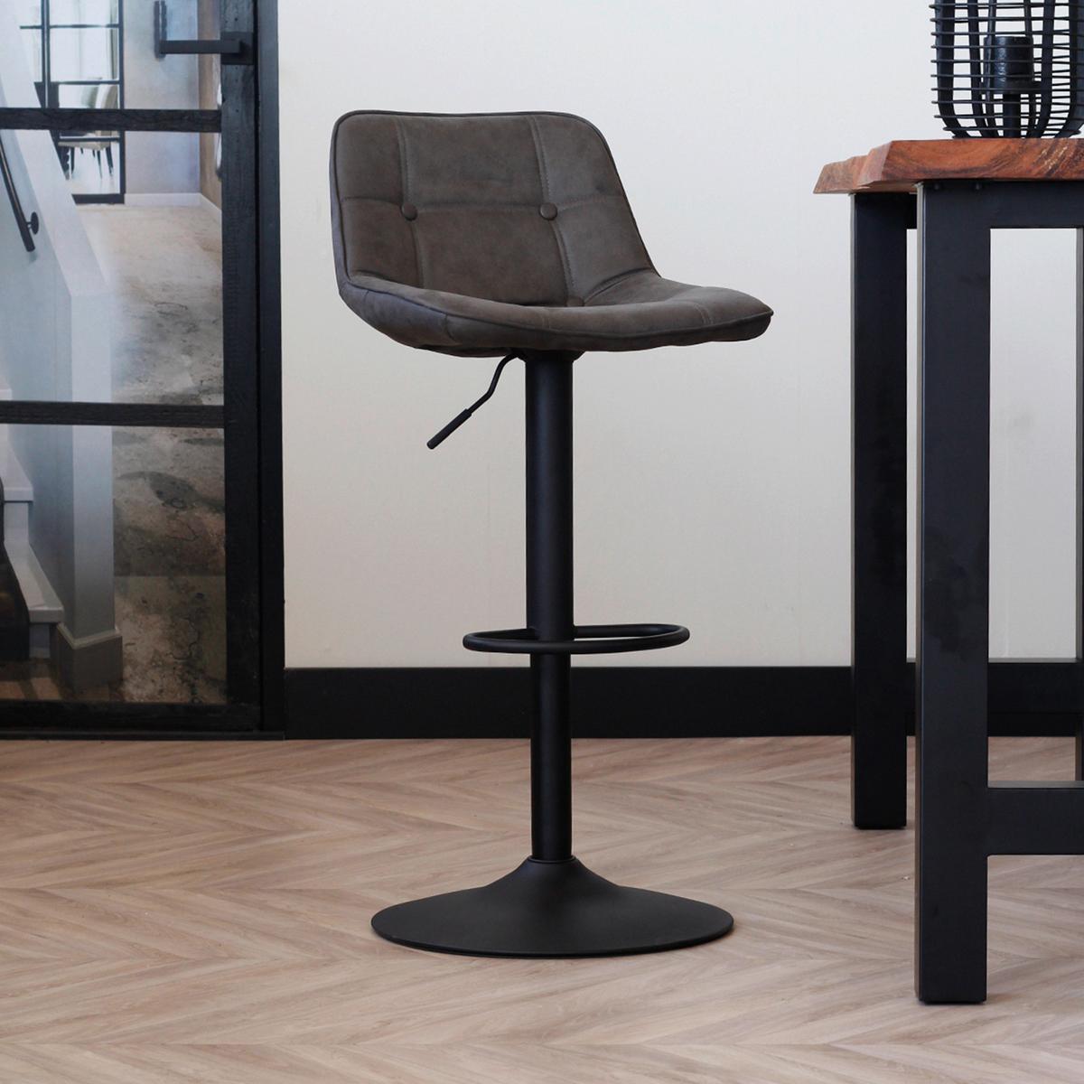 Barhocker-Set Ezra ca. 49x87 cm 2er-Set Anthrazit - Anthrazit/Schwarz, LIFESTYLE, Textil/Metall (49/87/43cm) - MID.YOU