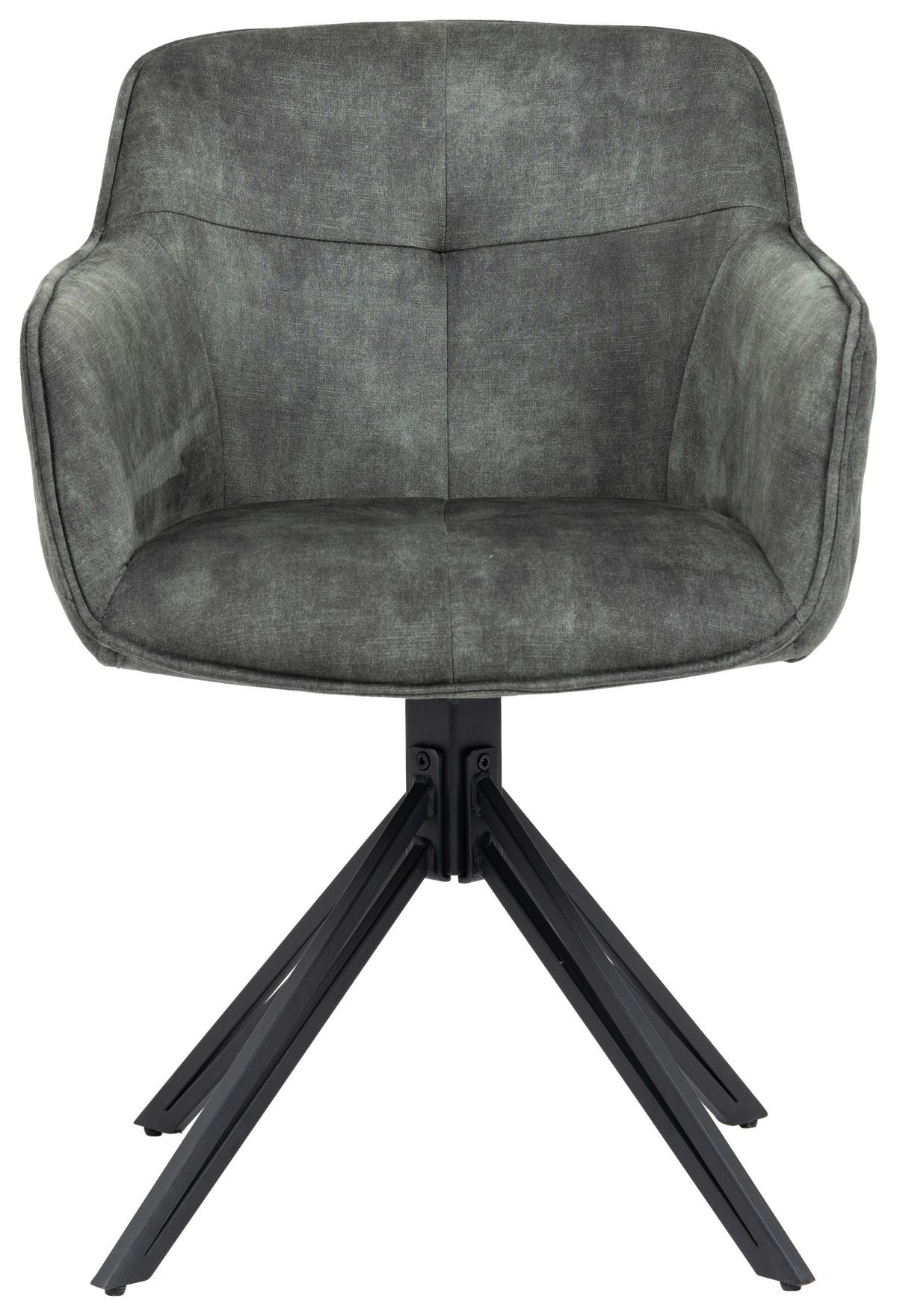 KRZESŁO Z PODŁOKIETNIKAMI SEBA - czarny/ciemnozielony, Modern, metal/tkanina (58/83/60cm) - Livetastic