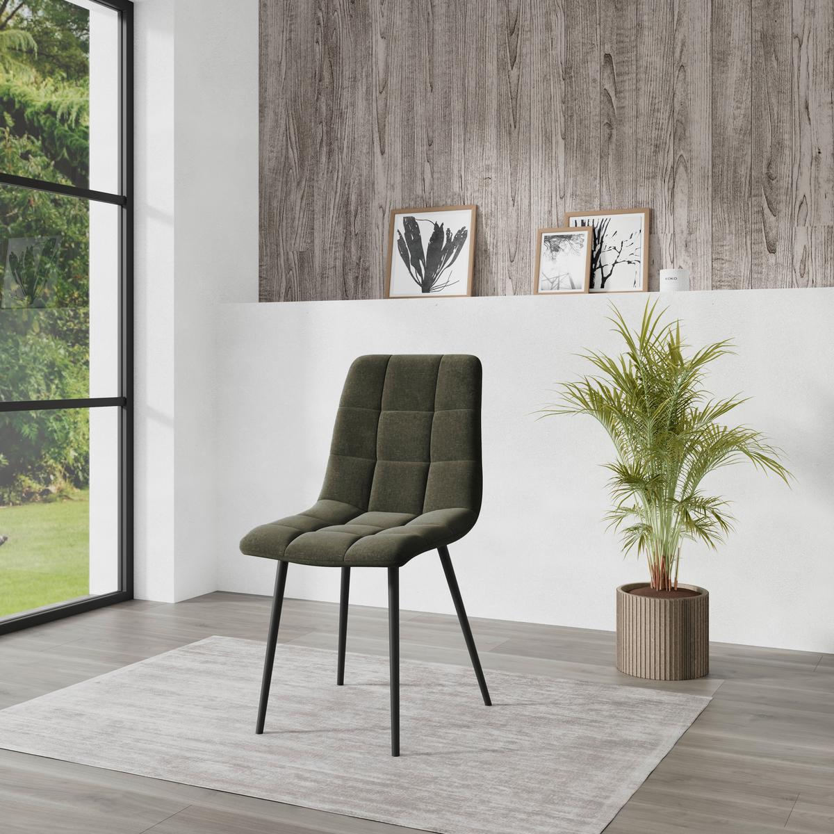 Stol Lech, Temno Siva - črna/temno zelena, Konvencionalno, kovina/tekstil (45/88/55cm)