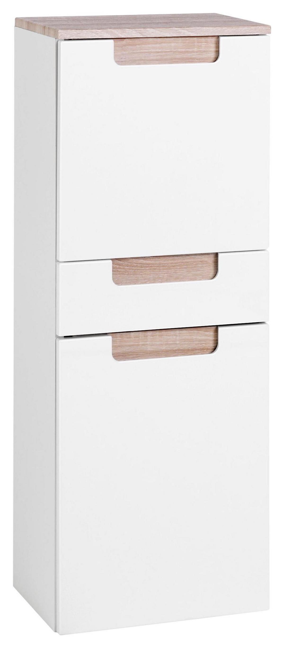 Midischrank in Weiss/ Eichefarbe 'Siena' - Weiß/Sonoma Eiche, MODERN, Holzwerkstoff (40/105/27cm) - Held
