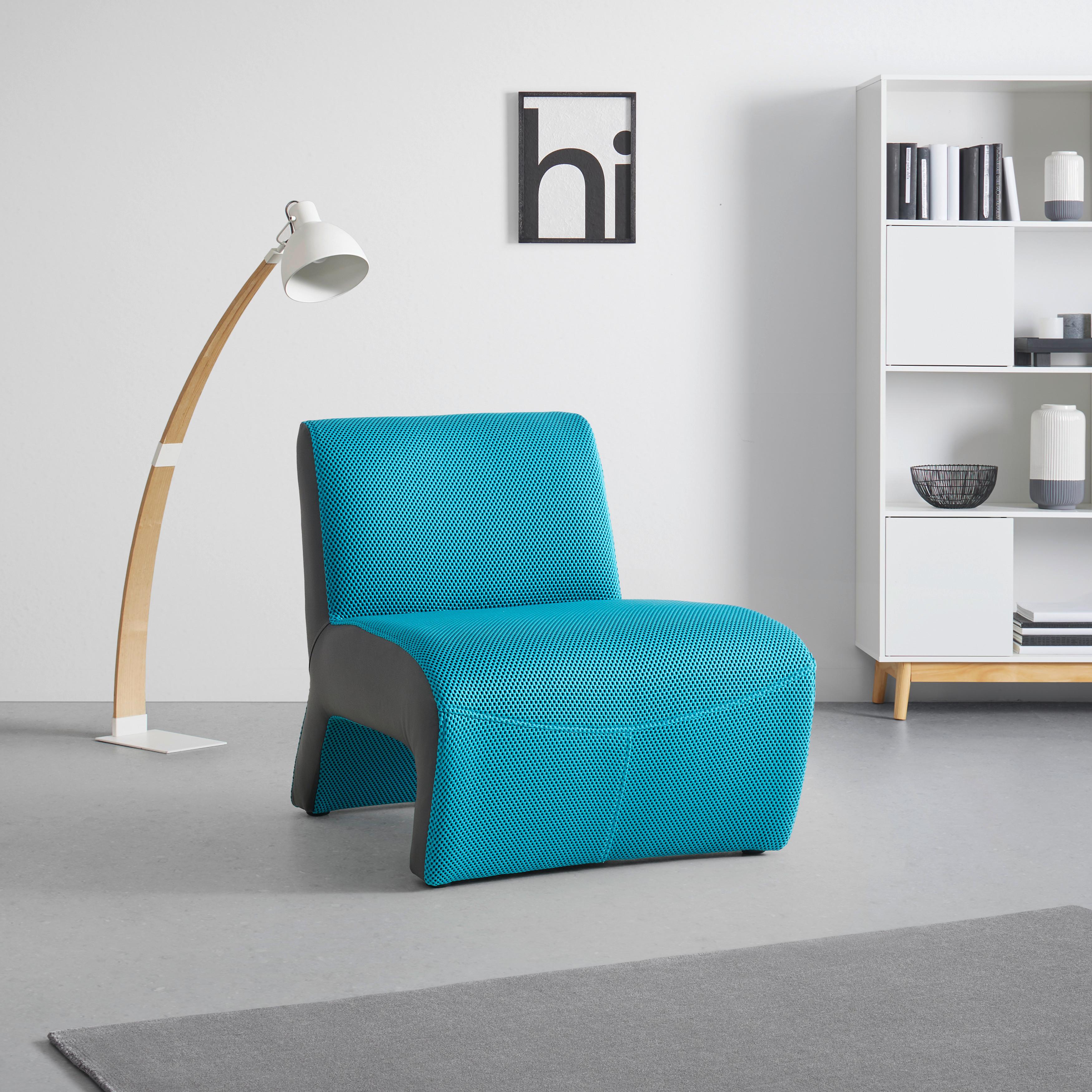 Designsessel Batty Mesh Türkis/Schwarz, Lederlook - Türkis/Schwarz, MODERN, Kunststoff/Textil (66/72/89cm) - Mömax