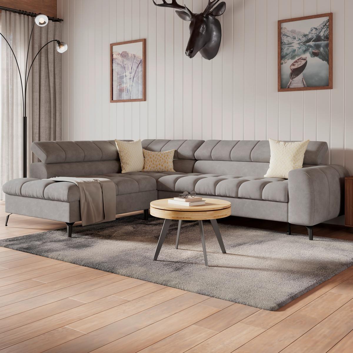 Kutna Garnitura Volf - crna/sivoplava, Trend, tekstil/metal (203/261cm) - Modern Living