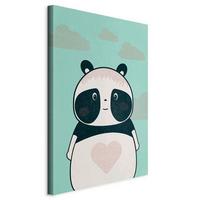 Slika Na Platnu Careful Panda - bela/metino zelena, Basics, tekstil/leseni material (40/60/1,2cm) - artgeist