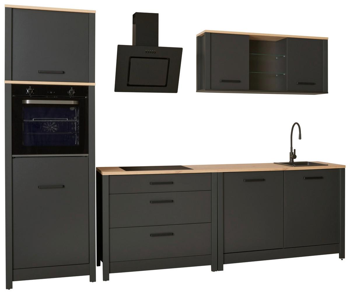 Spülenunterschrank Venet Anthrazit/Artisan Eiche - Anthrazit/Schwarz, ROMANTIK / LANDHAUS, Holzwerkstoff/Metall (130,3/92/60cm) - Mömax