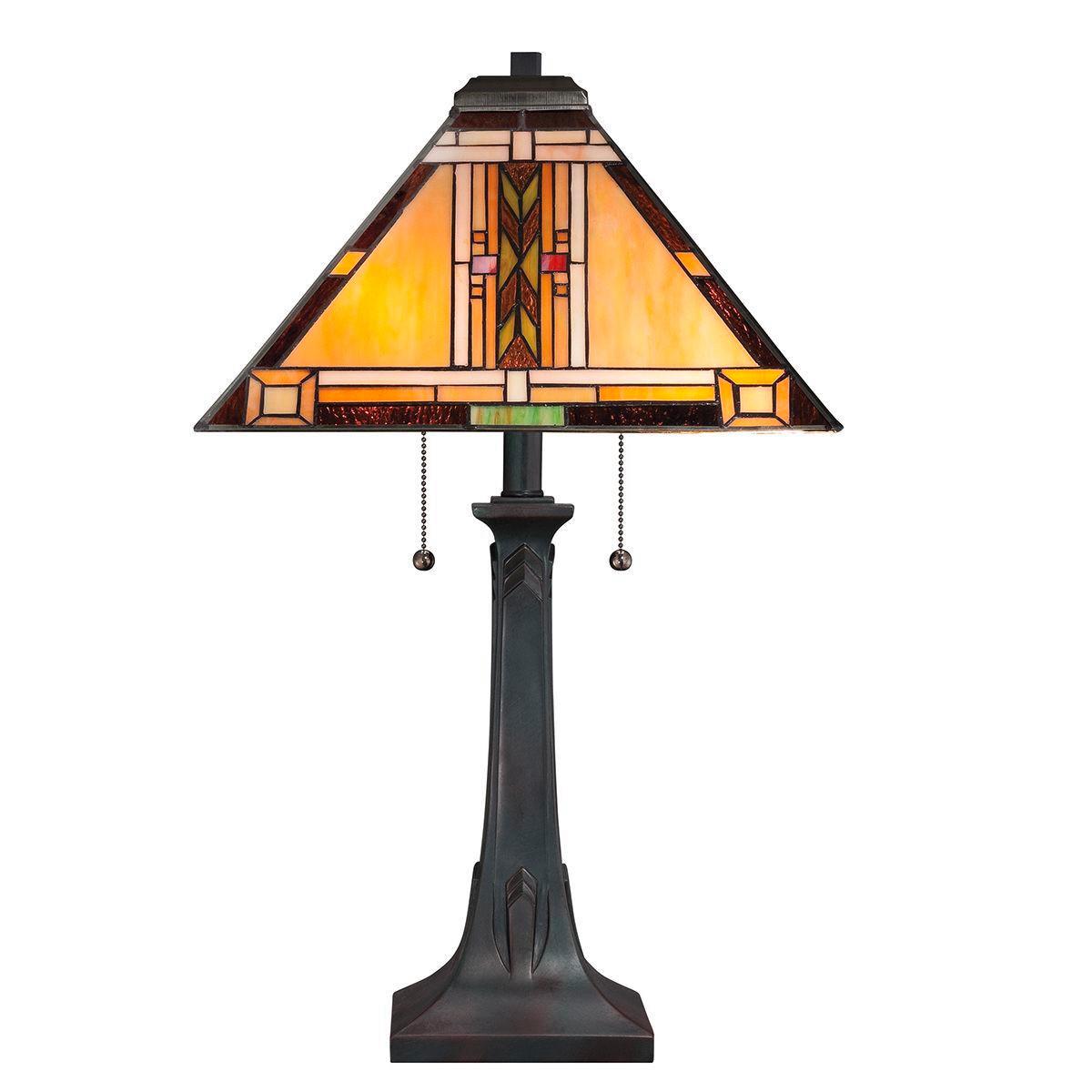 Asztali Lámpa Qz-Navajo-Tl-Vb - sötétbarna/többszínű, Konventionell, üveg/természetes anyagok (40.6/63,1cm) - Elstead Lighting