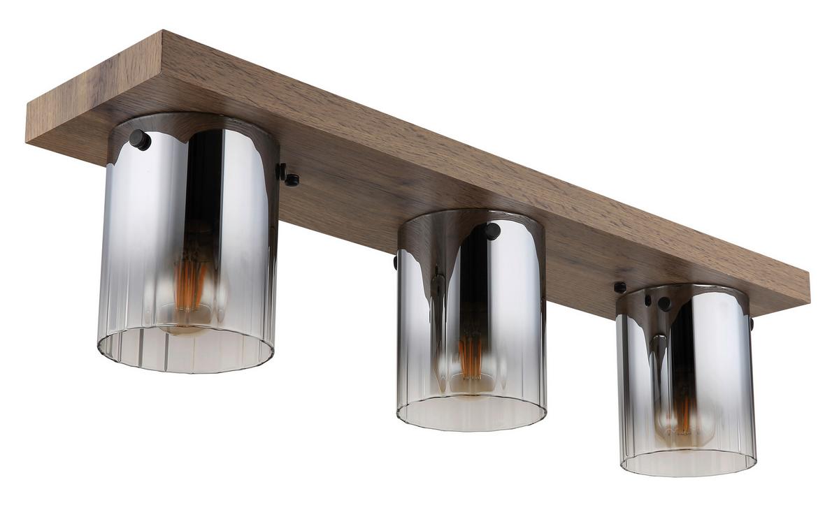 Stropna Svjetiljka Tamno Smeđa - tamno smeđa, Natur, staklo/drvni materijal (71/16/18cm) - Globo