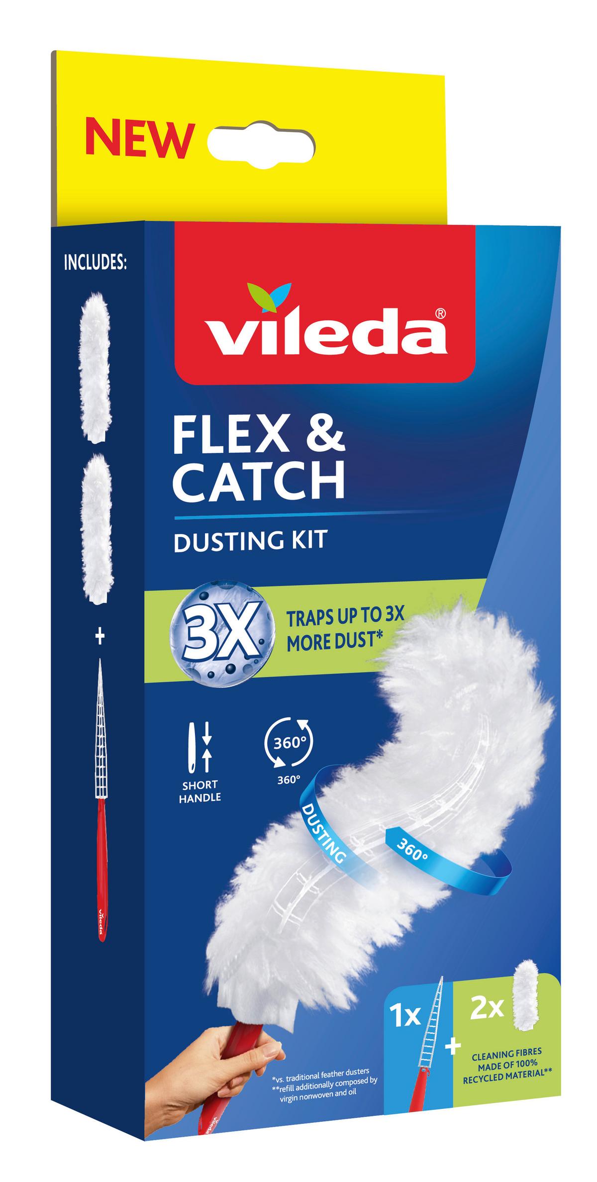 Staubwedel Vileda-Flex & Catch Rot/Weiß - Rot/Weiß, Basics, Naturmaterialien/Kunststoff (11/4/27cm) - Vileda