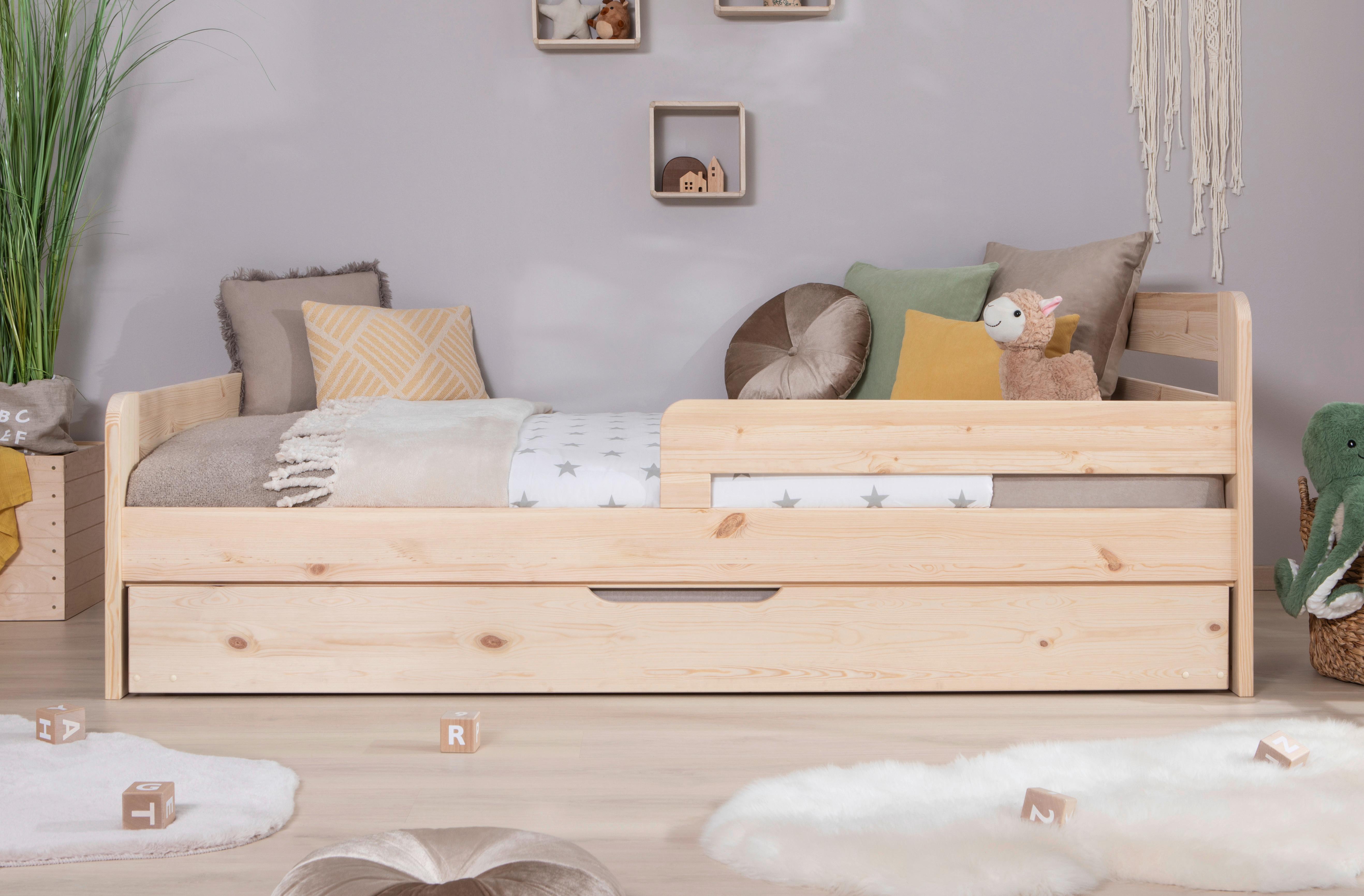 Bett Bennet mit Ausziehbett ca. 120x200 cm Kiefer Natur - Naturfarben, MODERN, Holz (120/200cm) - MID.YOU