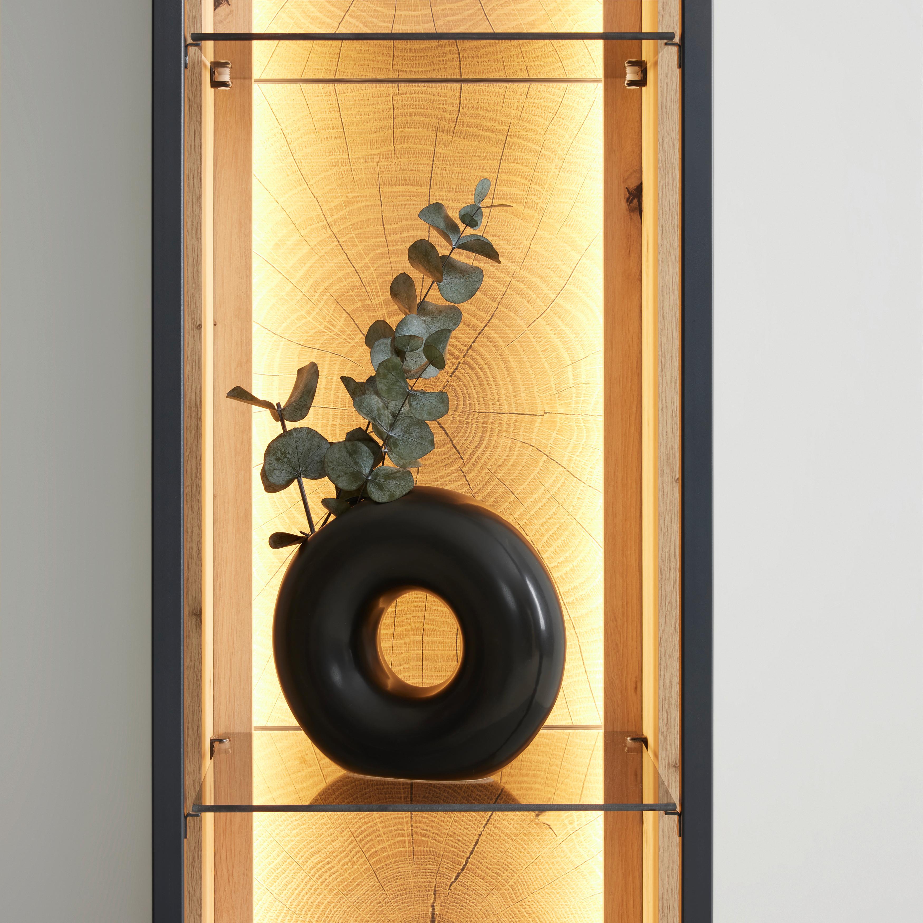 Hängevitrine Florenz Schwarz/Eiche Artisan - Schwarz/Eiche Artisan, MODERN, Glas/Holzwerkstoff (35/119,9/38cm) - Premium Living