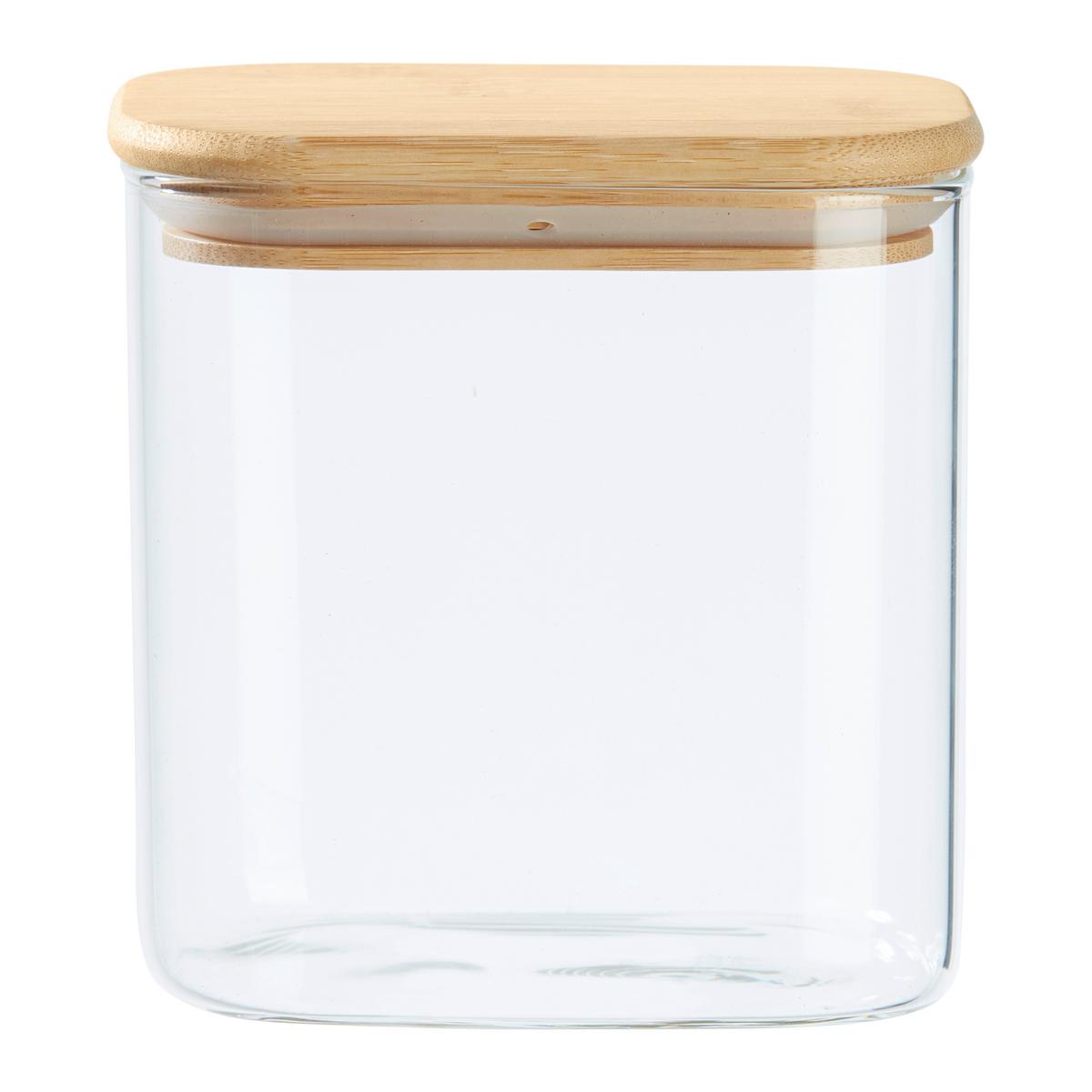 Vorratsdose Haldor ca. 0,8l - Klar/Transparent, KONVENTIONELL, Glas/Holz (12,1/8,3/12,5cm) - Mömax
