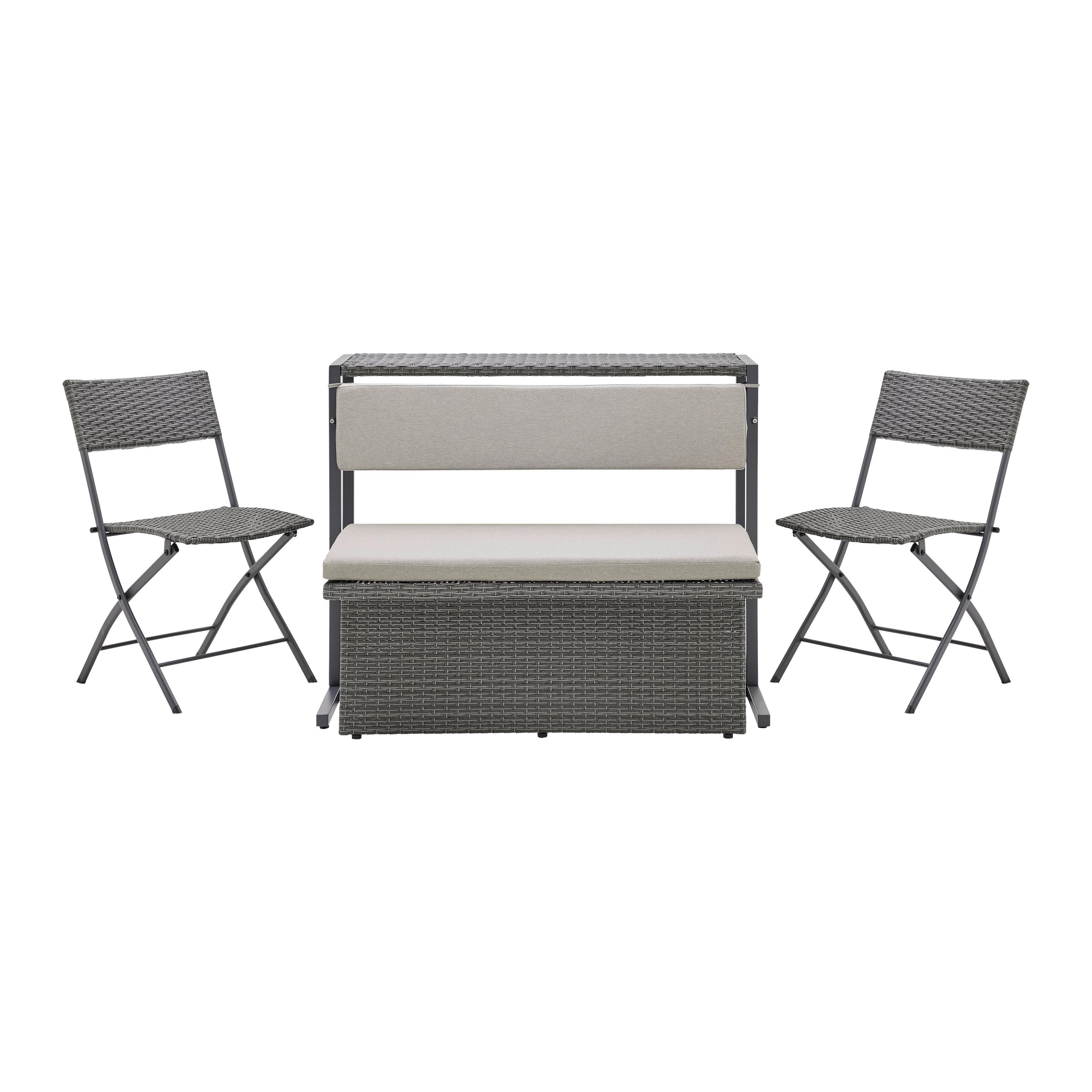 BALKONGMÖBLER SET MARIO - ljusgrå/grå, Modern, metall/textil (110/86,5/80cm) - Bessagi Garden